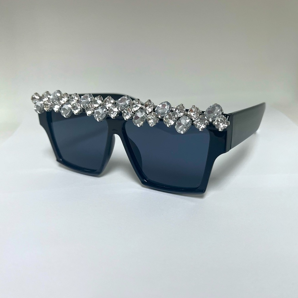 Rhinestone flat top sunglasses